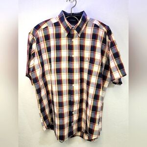 Woods & Gray Plaid 100% Cotton Short Sleeve Shirt Size XL